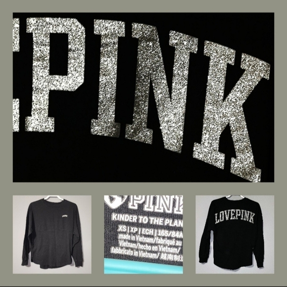 Victoria Secret PINK Shine Varsity Glitter Top/Legging Black - XS - Picture 10 of 12